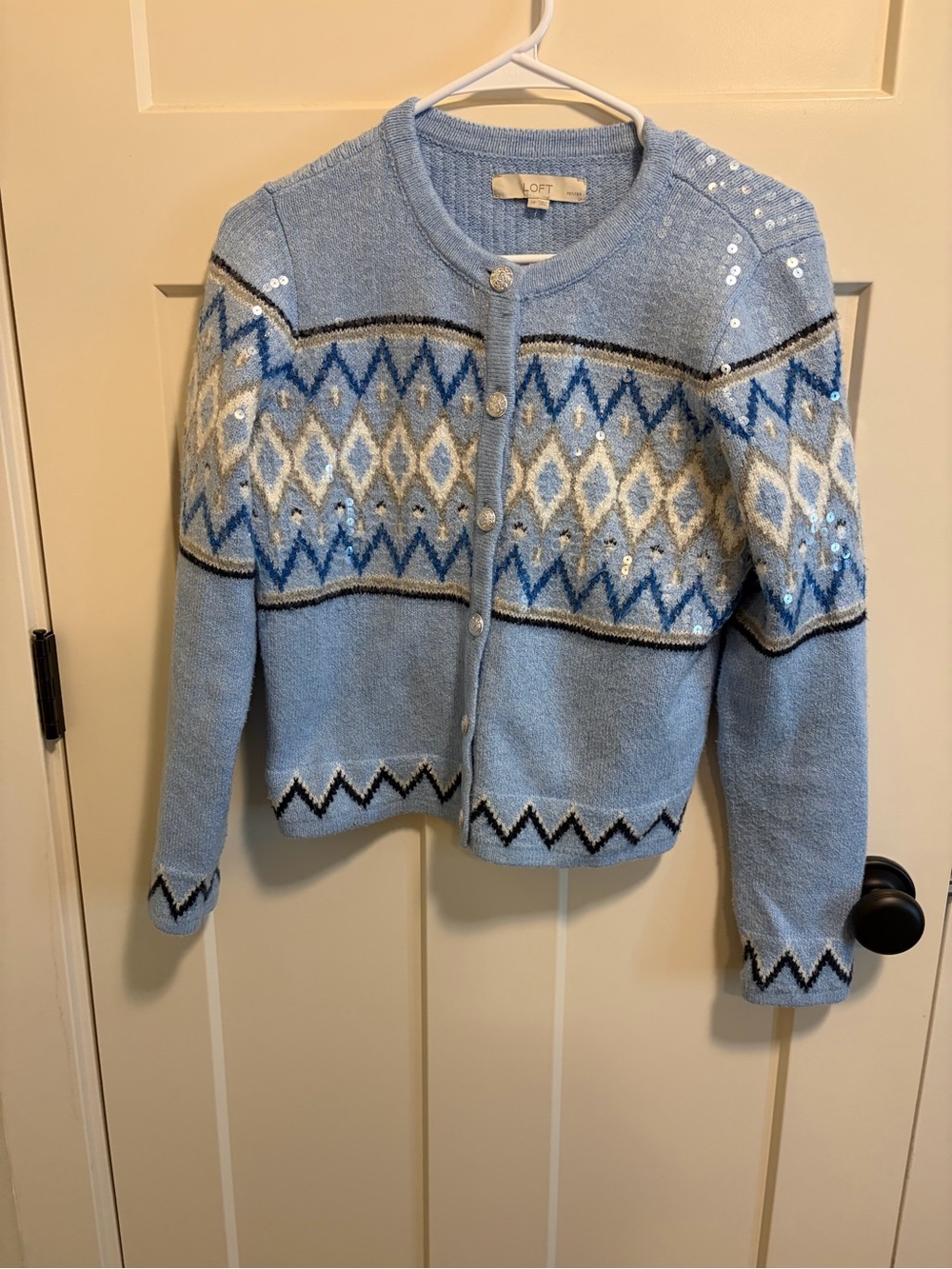 Loft Sequin Fair Isle Sweater Jacket - Picture 2 of 5